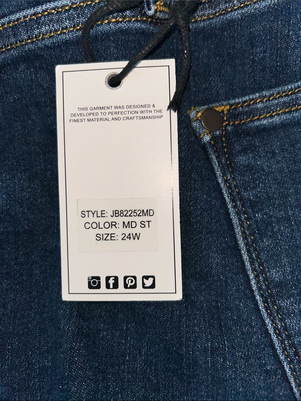 Judy Blue Women’s Blue Stretch Denim Jeans 24W NWT - Picture 5 of 6